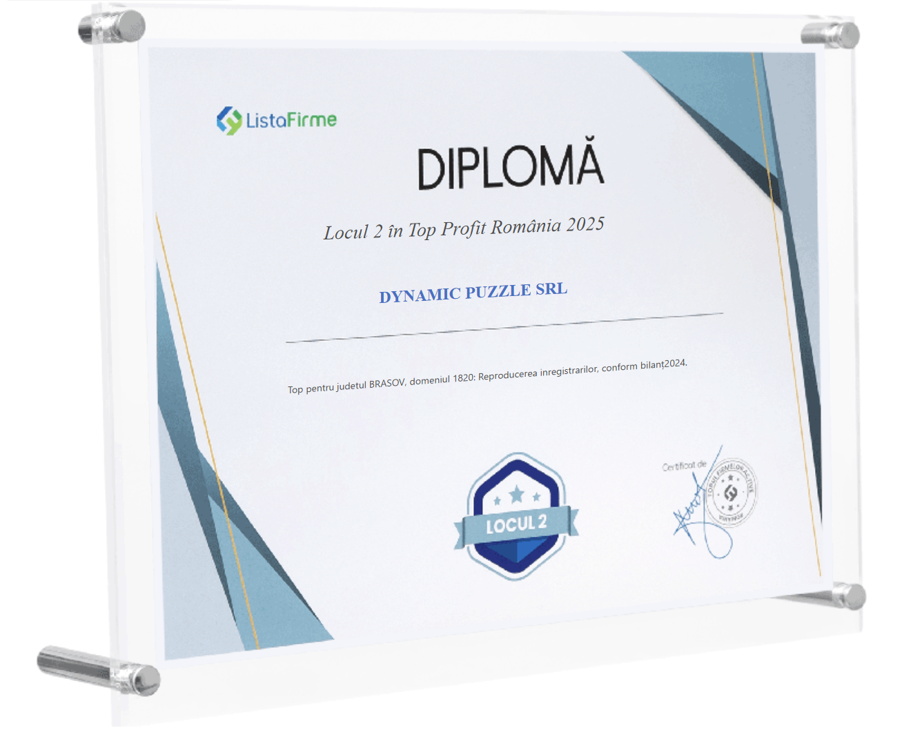 Locul 2 Top Profit Romania 2025 judetul Brasov domeniu 1820