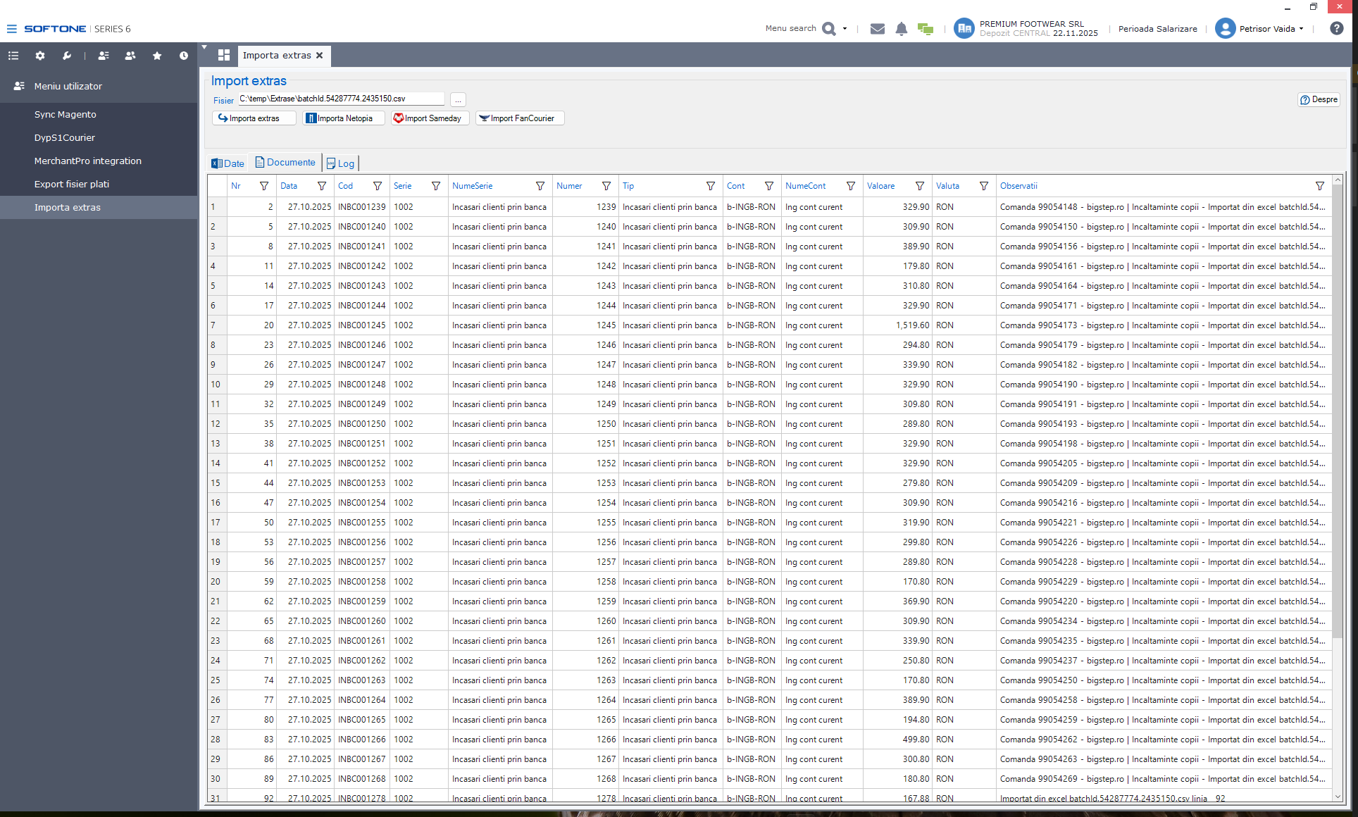 Softone ERP integration with ING Bank, Netopia, Sameday, FanCourier
