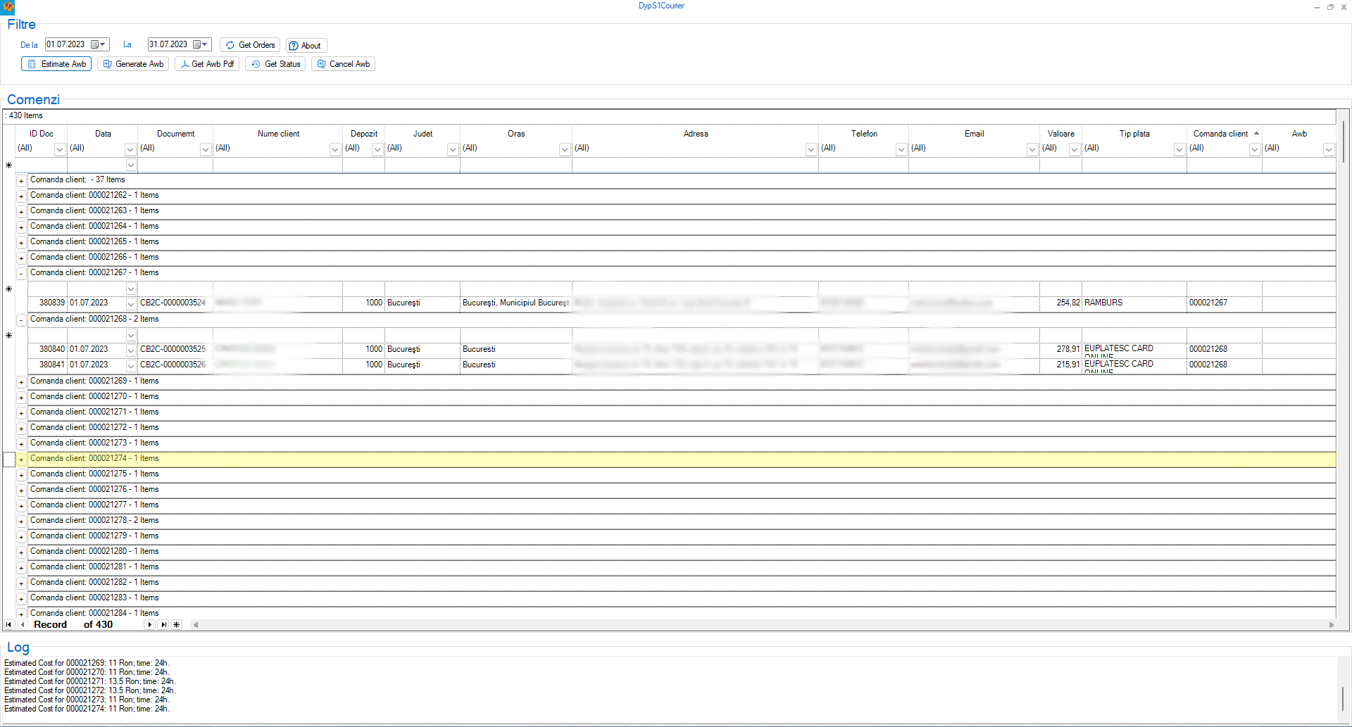 DypS1Courier - SoftOne ERP integration with Sameday Courier