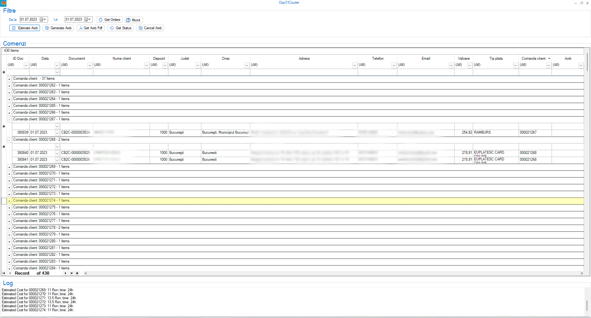 DypS1Courier - SoftOne ERP integration with Sameday and Cargus Courier